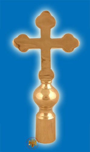 Flag Pole Byzantine Cross for Church - Brass
